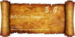 Bénics Gemma névjegykártya